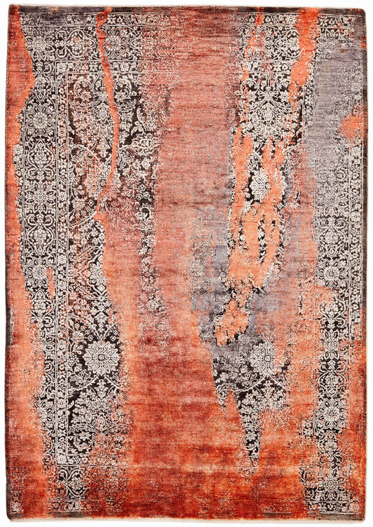 250x175 cm  Indian Wool/Viscose Red Rug-840234