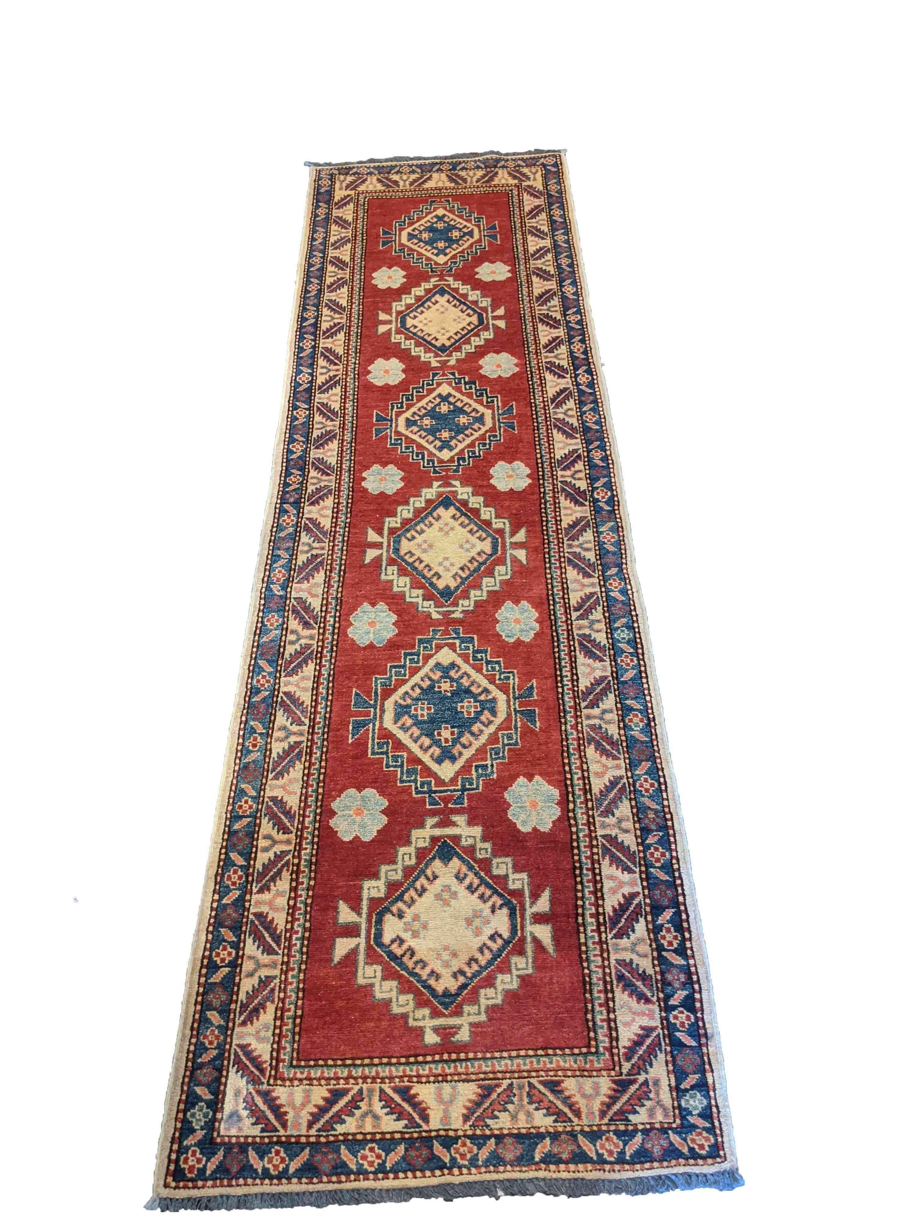 270 x 78 cm Kazak natural dye Red Rug - Rugoutlet