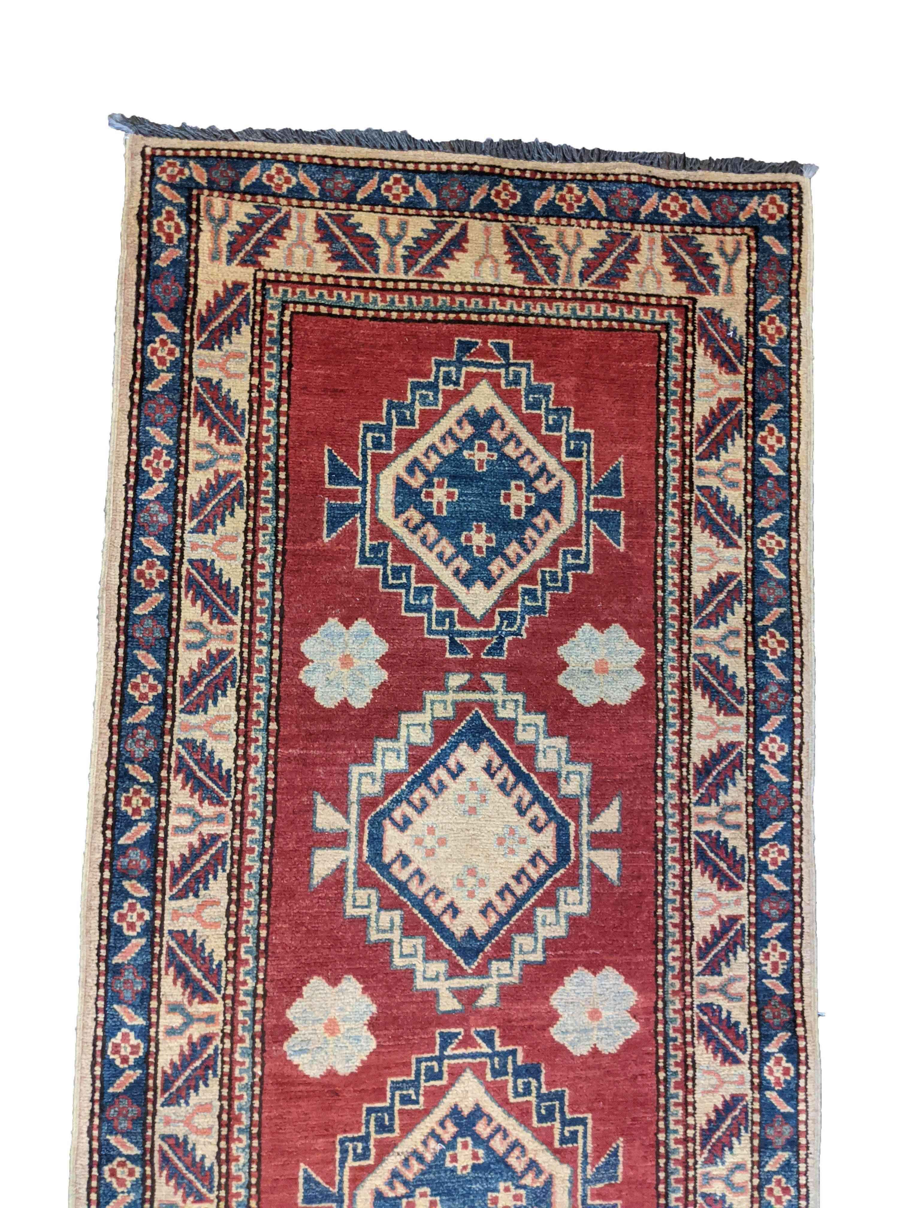 270 x 78 cm Kazak natural dye Red Rug - Rugoutlet