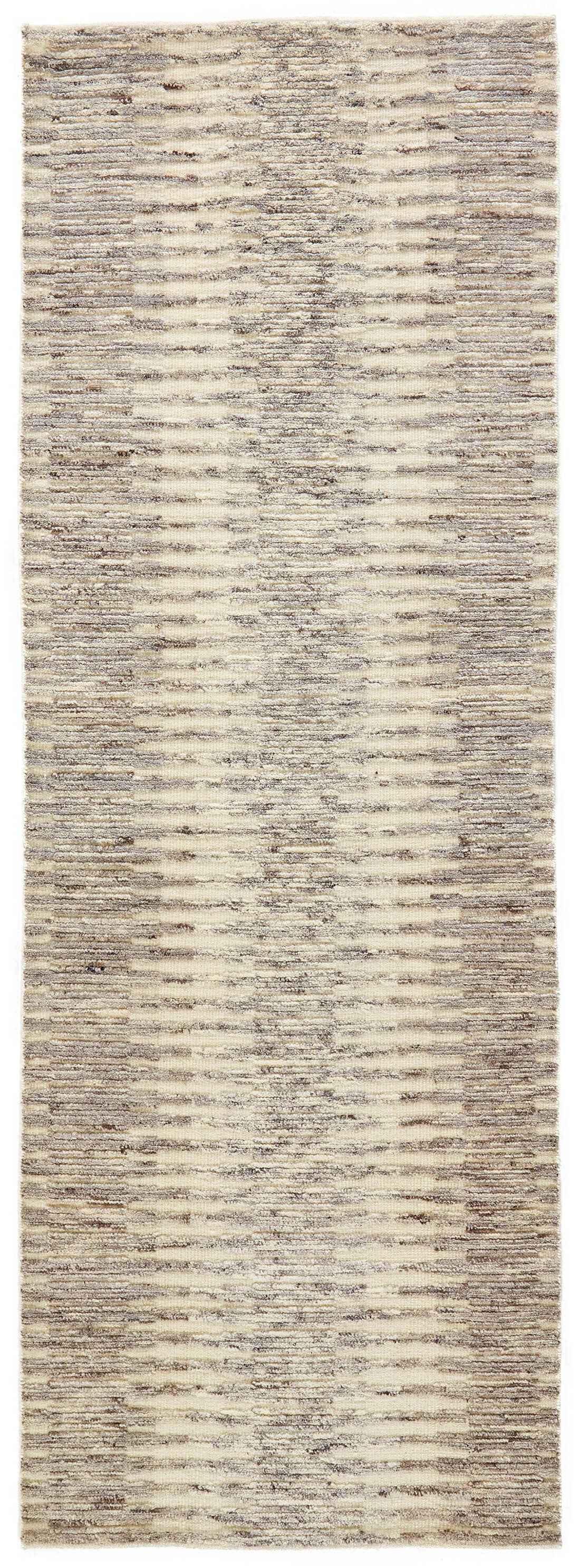 300x85 cm  Indian Wool Beige Rug-Cliff, Charcoal