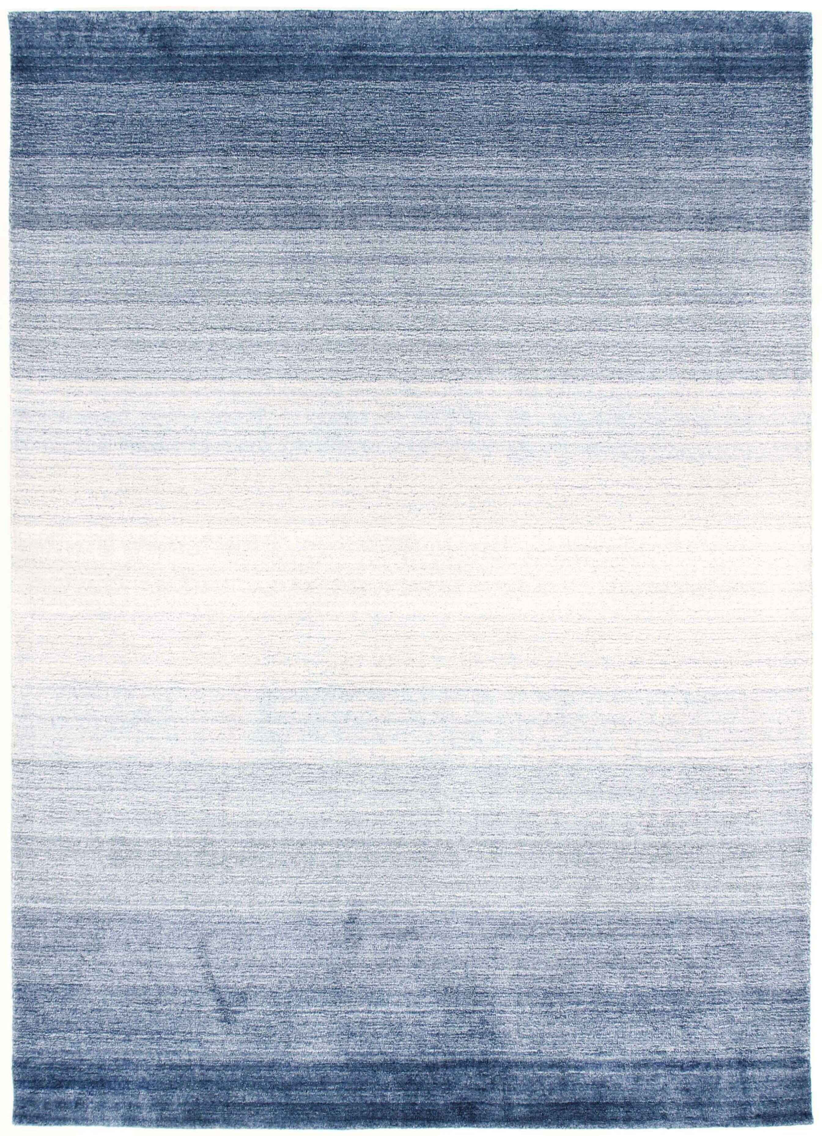 300x250 cm Indian Wool/Viscose Blue Rug-Blau, Blue - Rugmaster