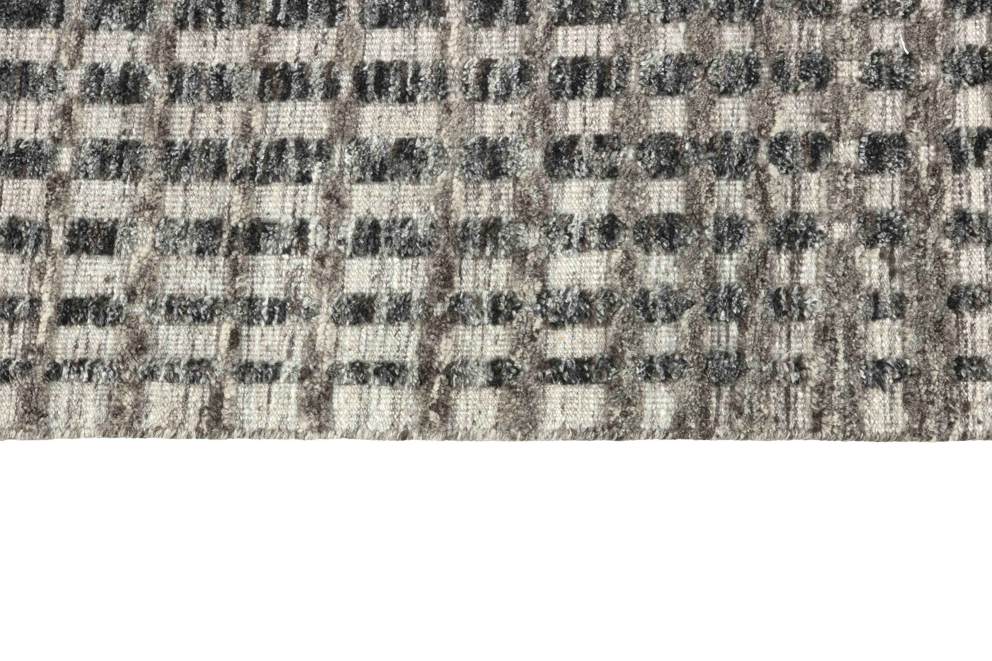 300x300 cm Indian Wool Multicolor Rug-Cliff, Charcoal - Rugmaster