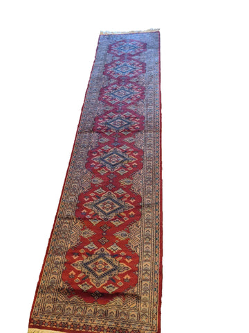 334 x 80 cm Pakistan Bukhara Red Rug - Rugoutlet