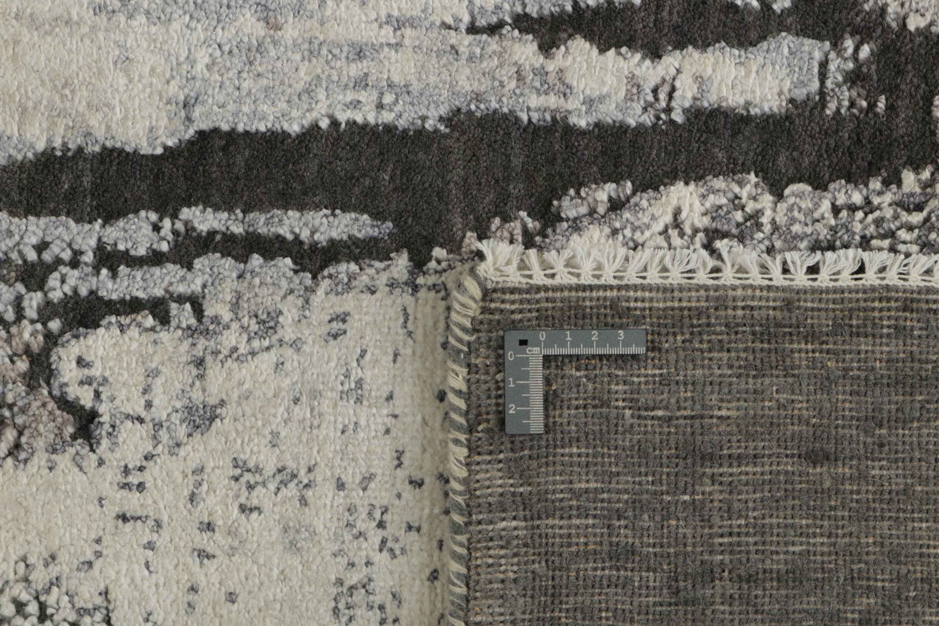 342x342 cm Indian Wool/Viscose Black Rug-840231 - Rugmaster
