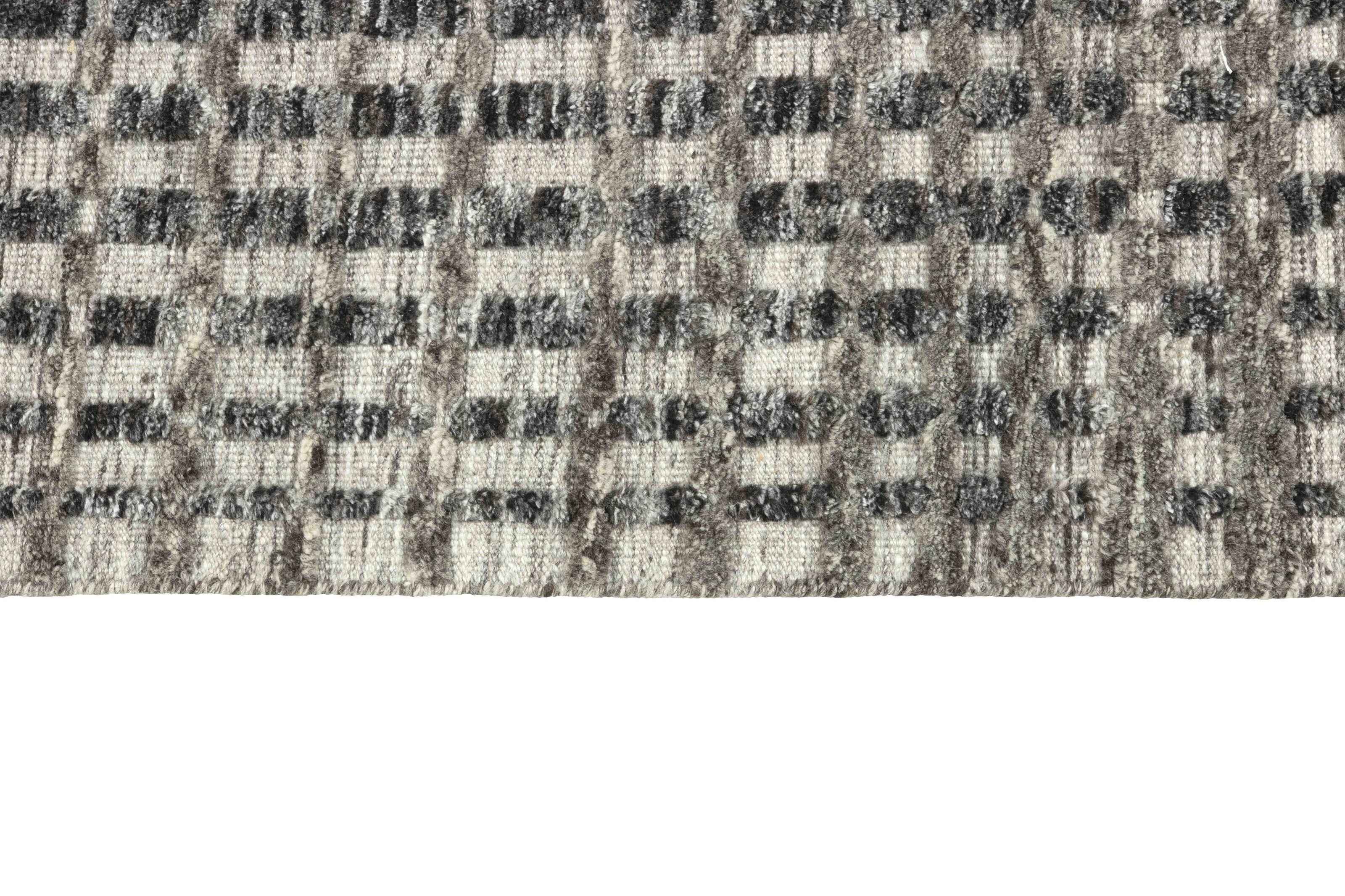 350 x 350 cm Indian Wool Black Rug-Cliff, Charcoal - Rugmaster