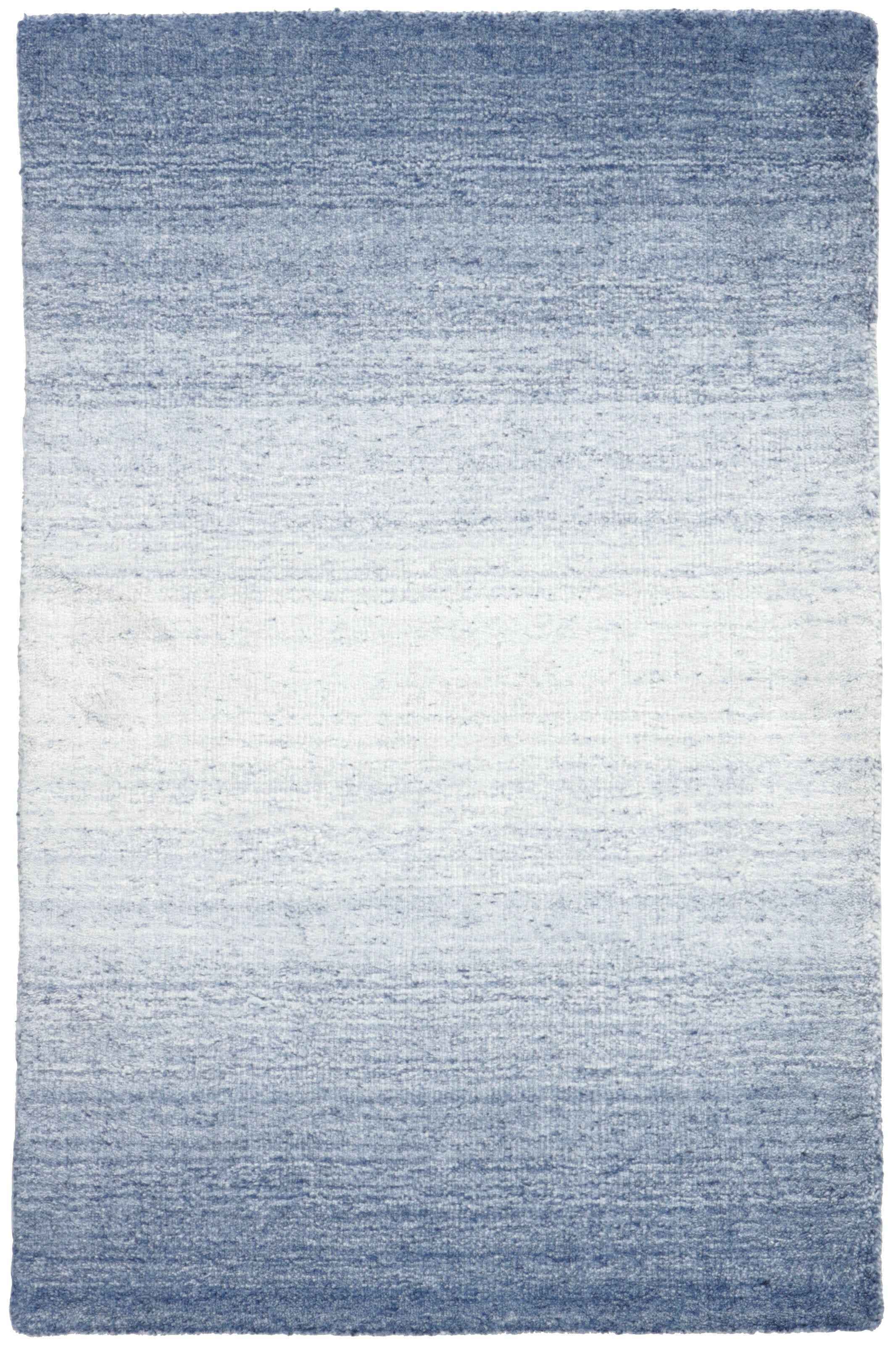 90x60 cm wool/Viscose Blue Rug-Blau, Blue - Rugoutlet