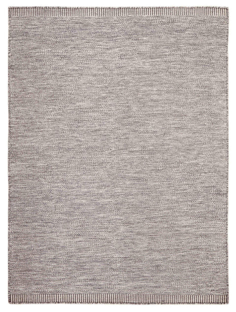 90x60 cm wool Black Rug-J-96-03, Steel - Rugoutlet