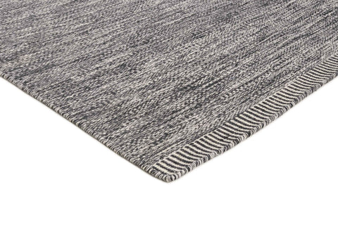 90x60 cm wool Black Rug-J-96-03, Steel - Rugoutlet