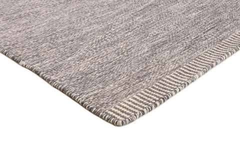 90x60 cm wool Black Rug-J-96-03, Steel - Rugoutlet