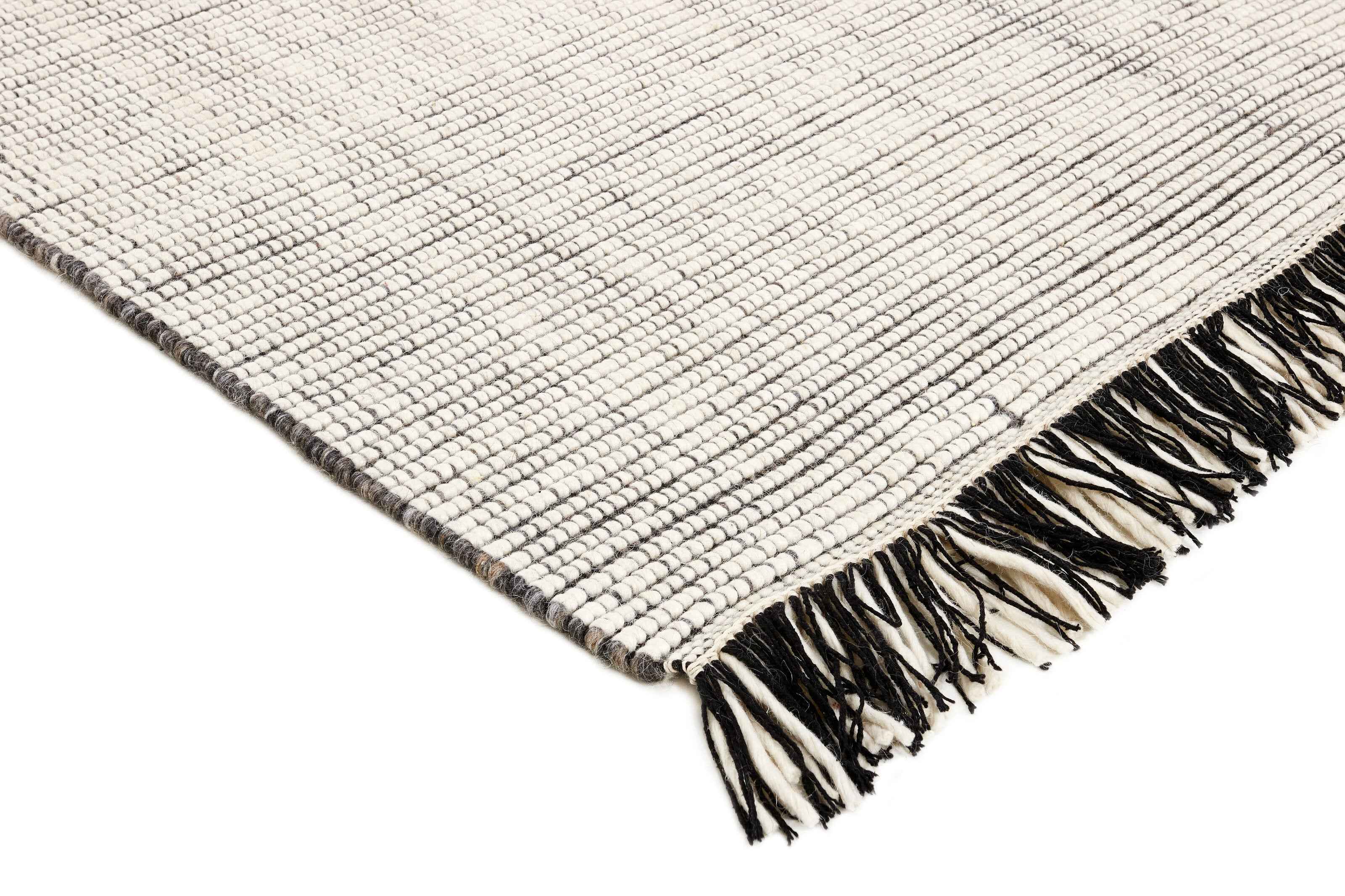 90x60 cm Indian Wool Multicolor Rug-5971A, Steel Grey White - Rugmaster