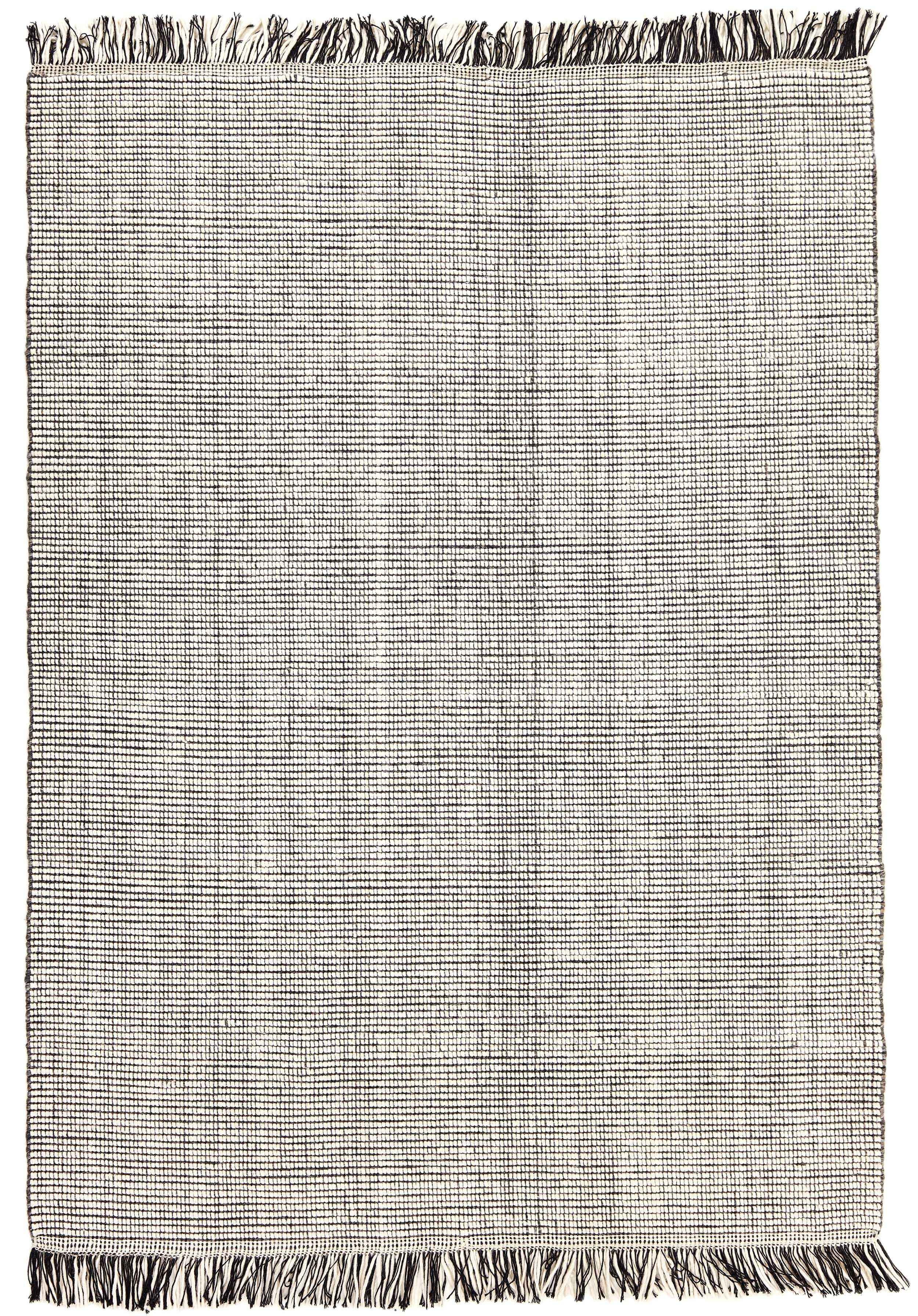 90x60 cm Indian Wool Multicolor Rug-5971A, Steel Grey White - Rugmaster