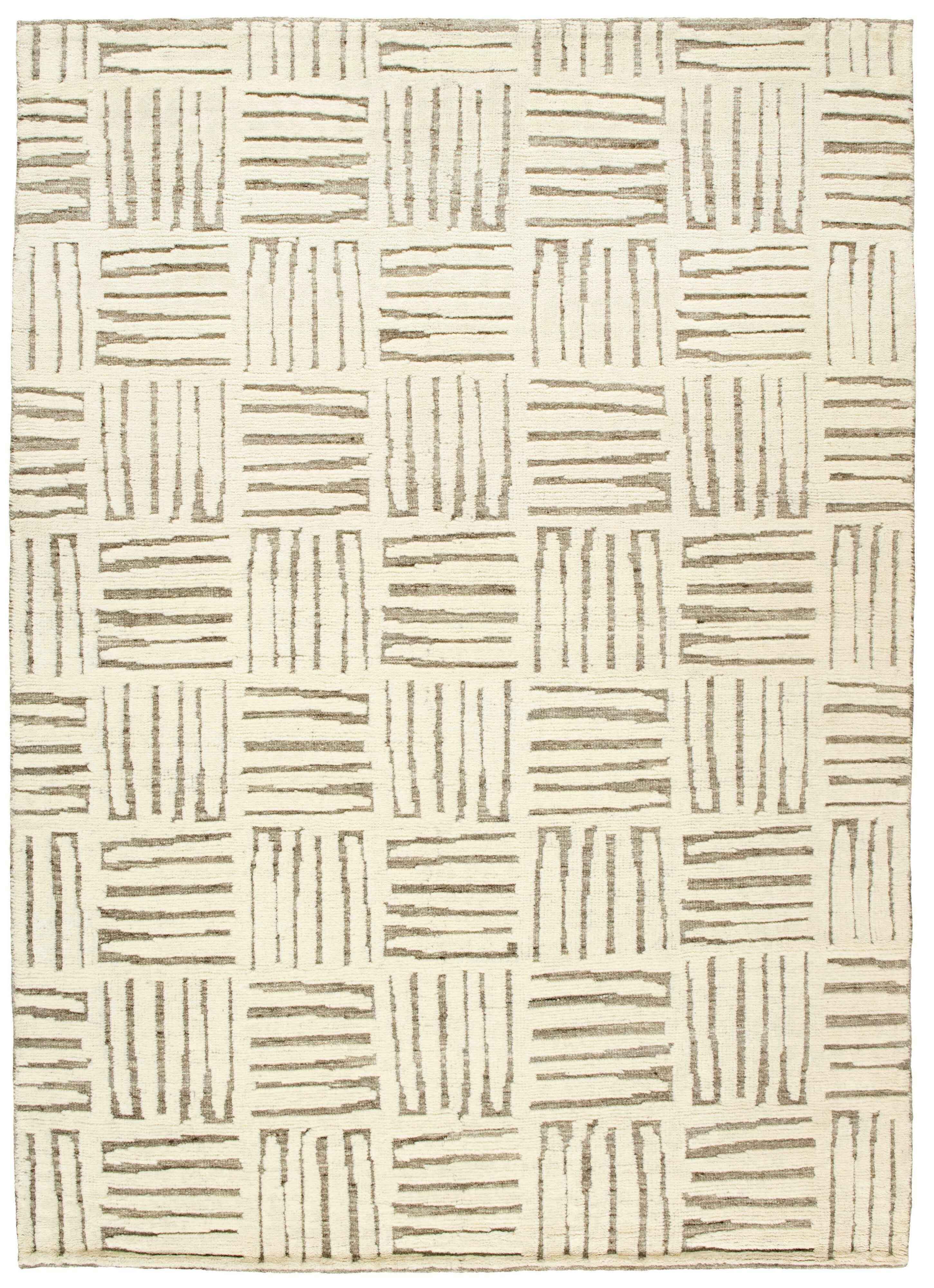90x90 cm Indian Wool Multicolor Rug-J-96-01, Caramel - Rugmaster