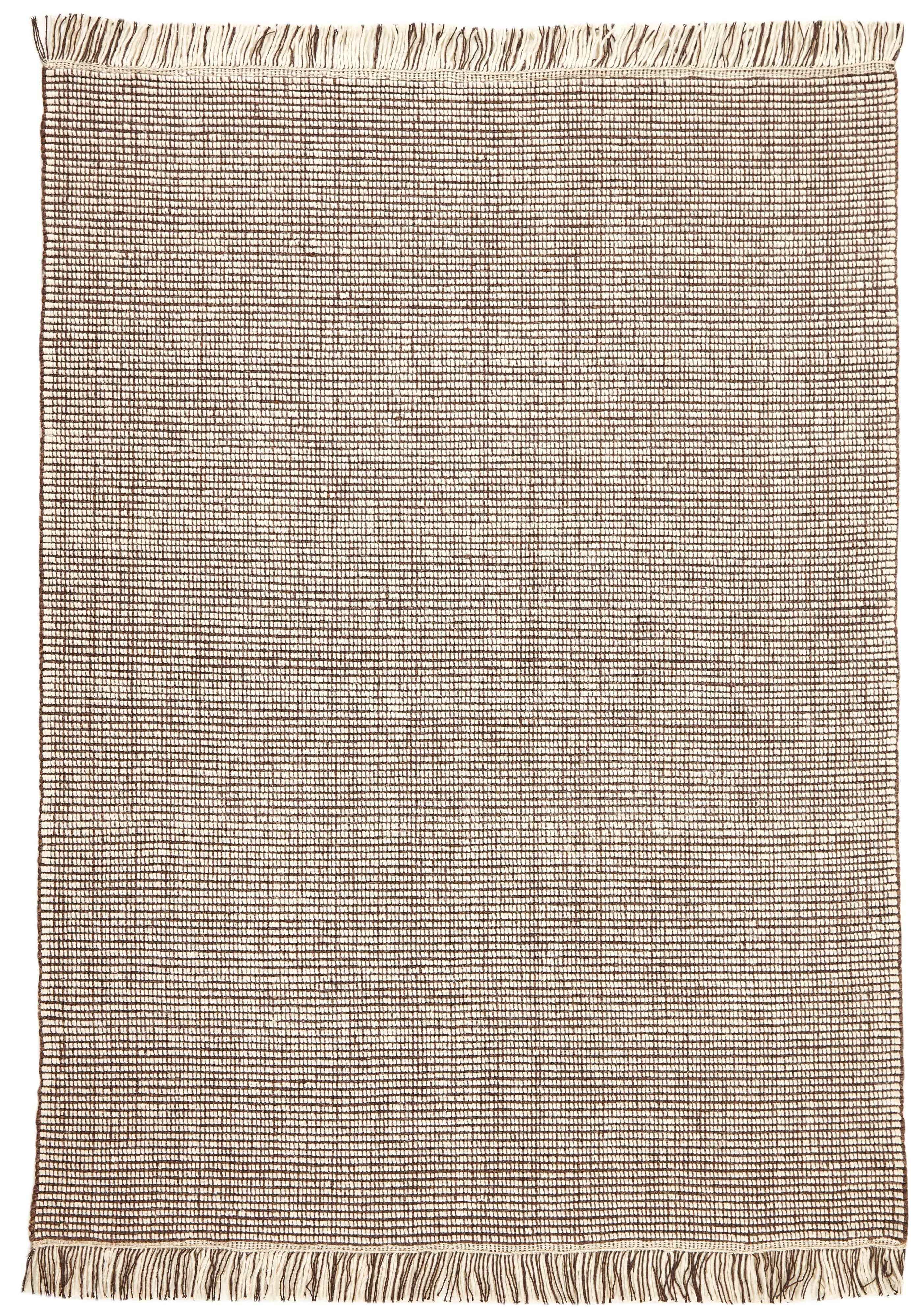 90x90 cm Indian Wool Multicolor Rug-5971A, Brown White - Rugmaster