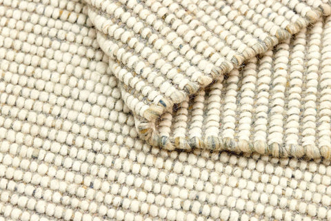 Wool Beige & White Colour Hand-knotted Rug – Design 3