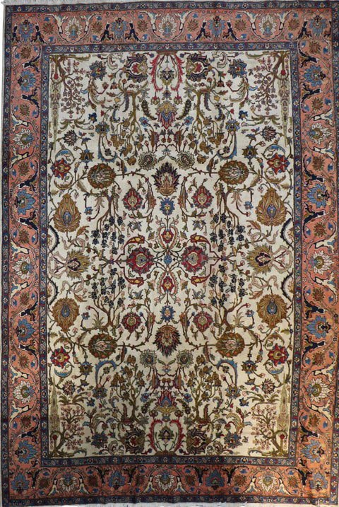 A traditional Persian Tabriz wool rug