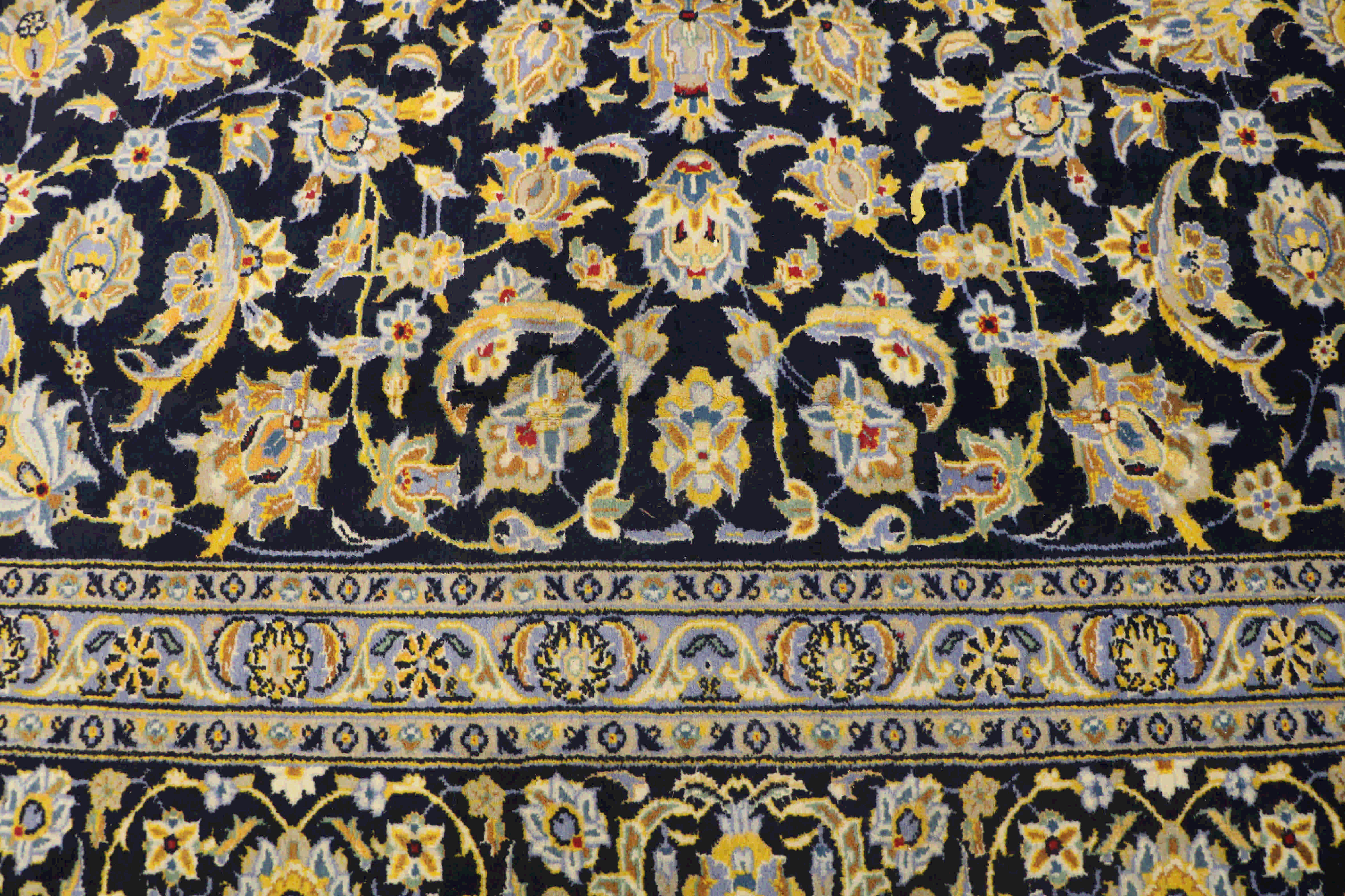  Golden navy blue Persian Kashan 412 x 307cm