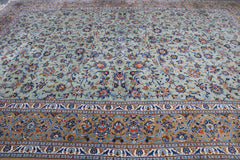 Handmade authentic geometric Persian Kashan rug