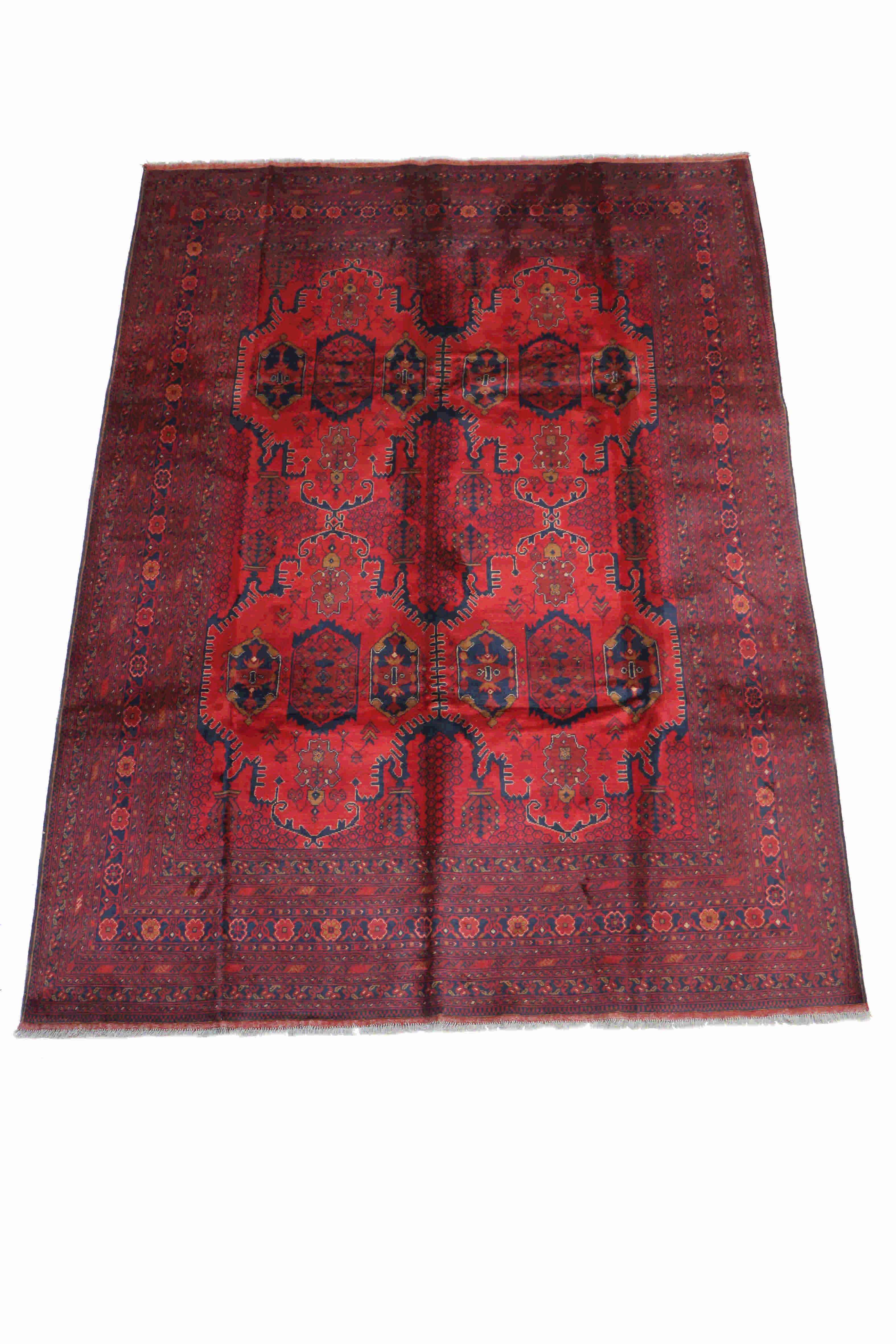 Red and Navy blue Afghan rug
