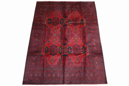 Red afghan rug