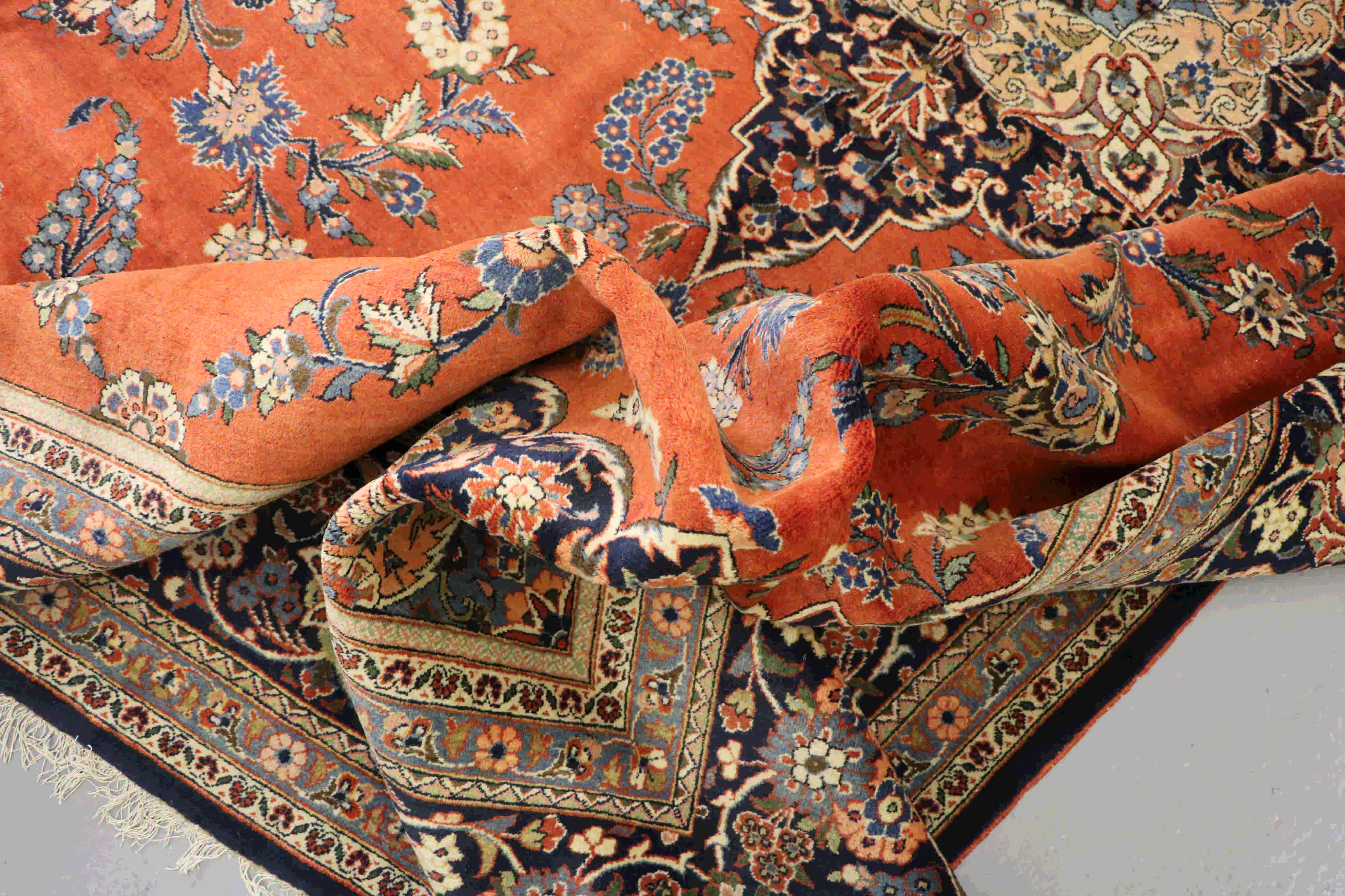 Floral geometric persian kashan rug handmade